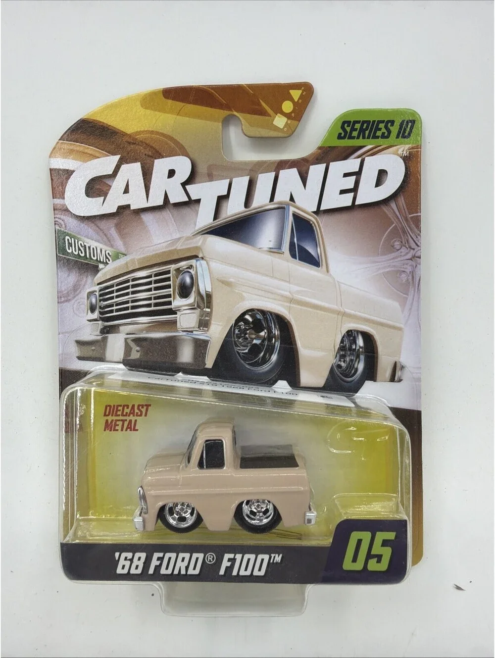 2026 MGA Car Tuned Series 10 '68 Ford F100 #05 Beige Pickup Truck 1:64 Diecast